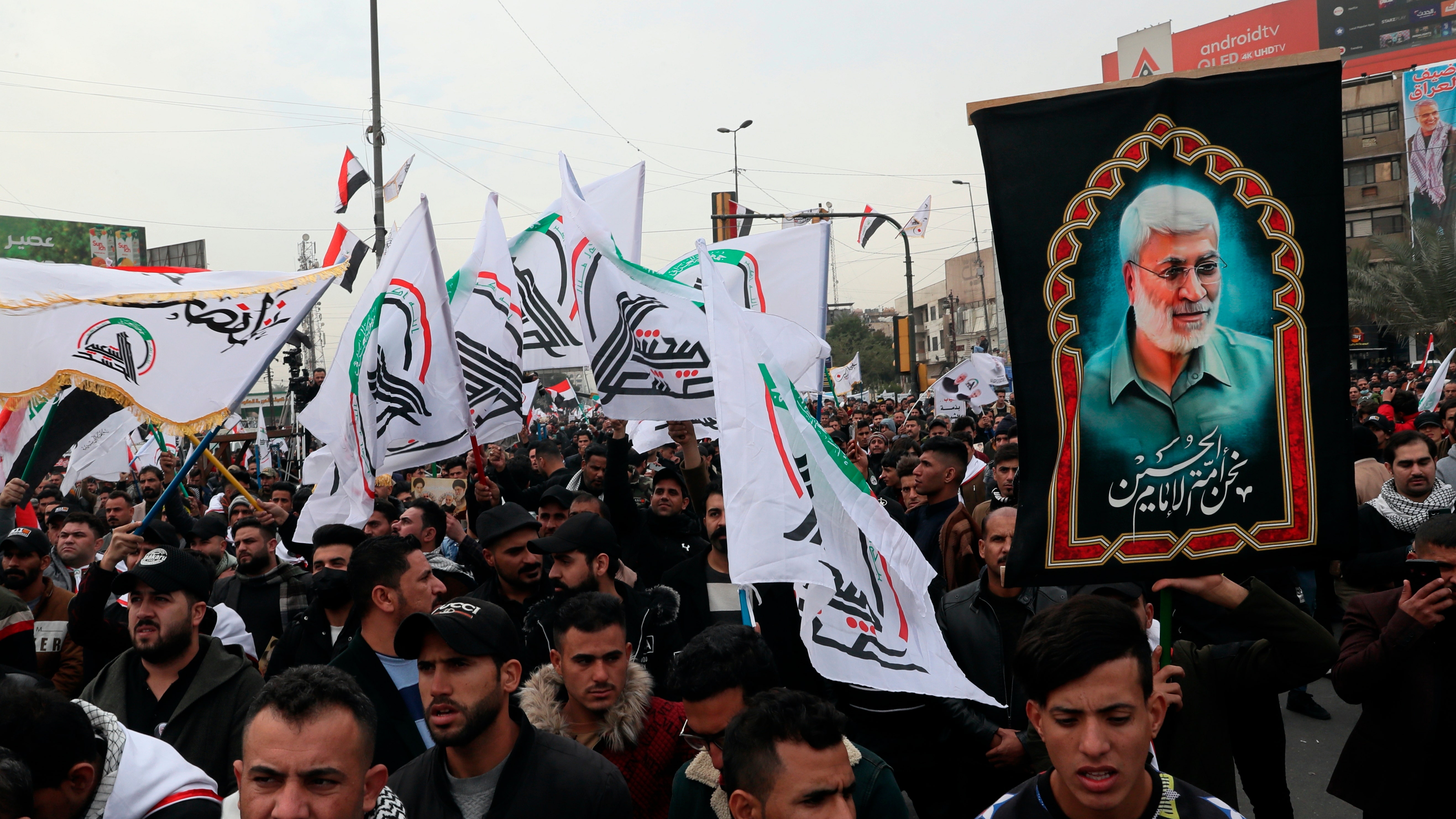 Baghdad rally marks anniversary of Iranian general's death; US, Israeli flags trampled