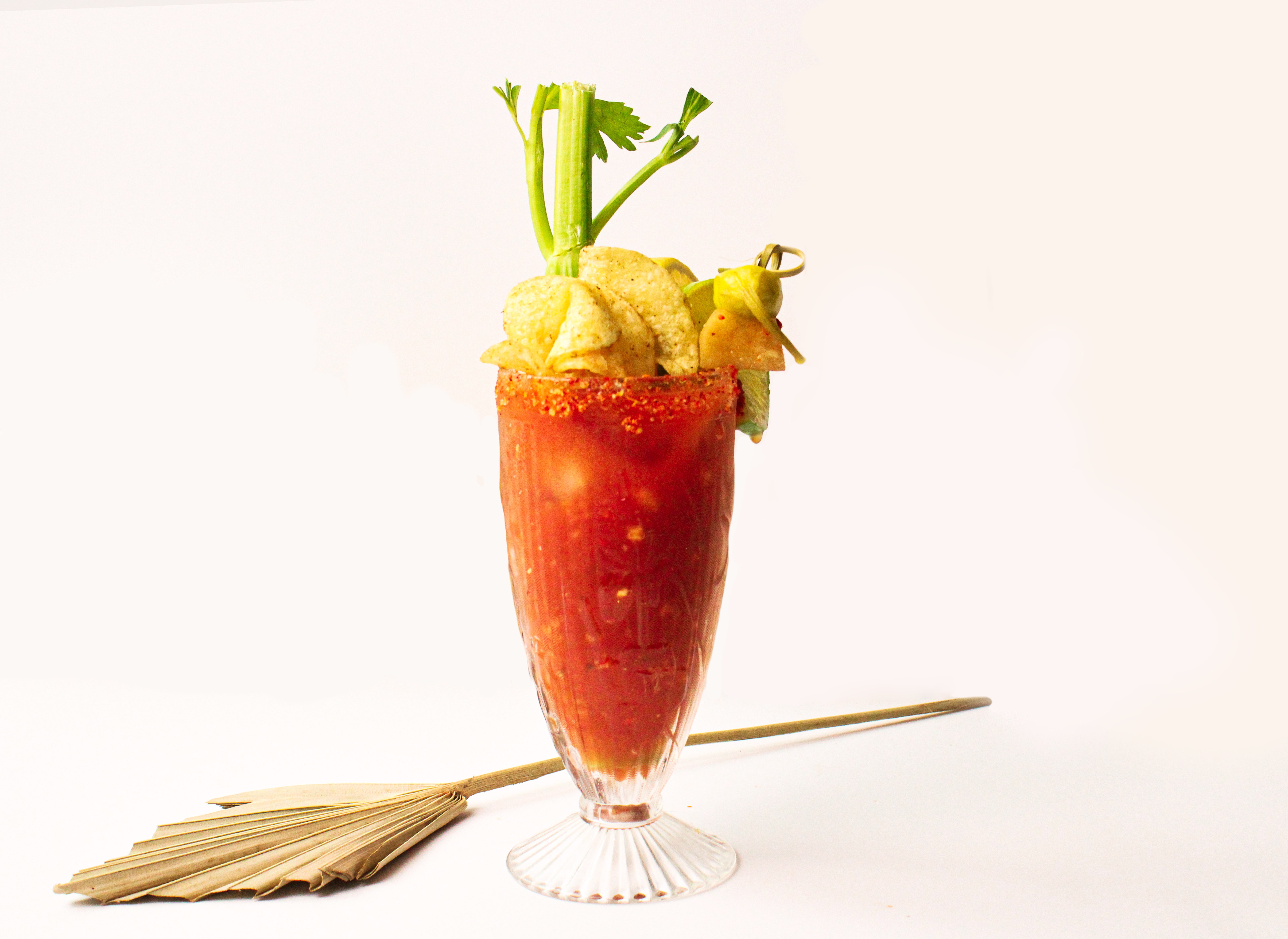 This Bloody Mary with potato chip breadcrumbs is the perfect way to toast the new year