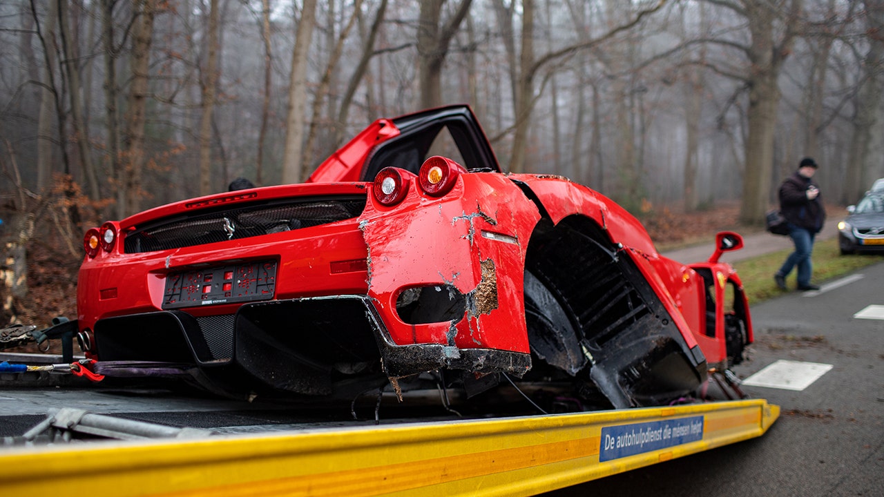 Ferrari worth £500,000 wrecked after driver lost control and