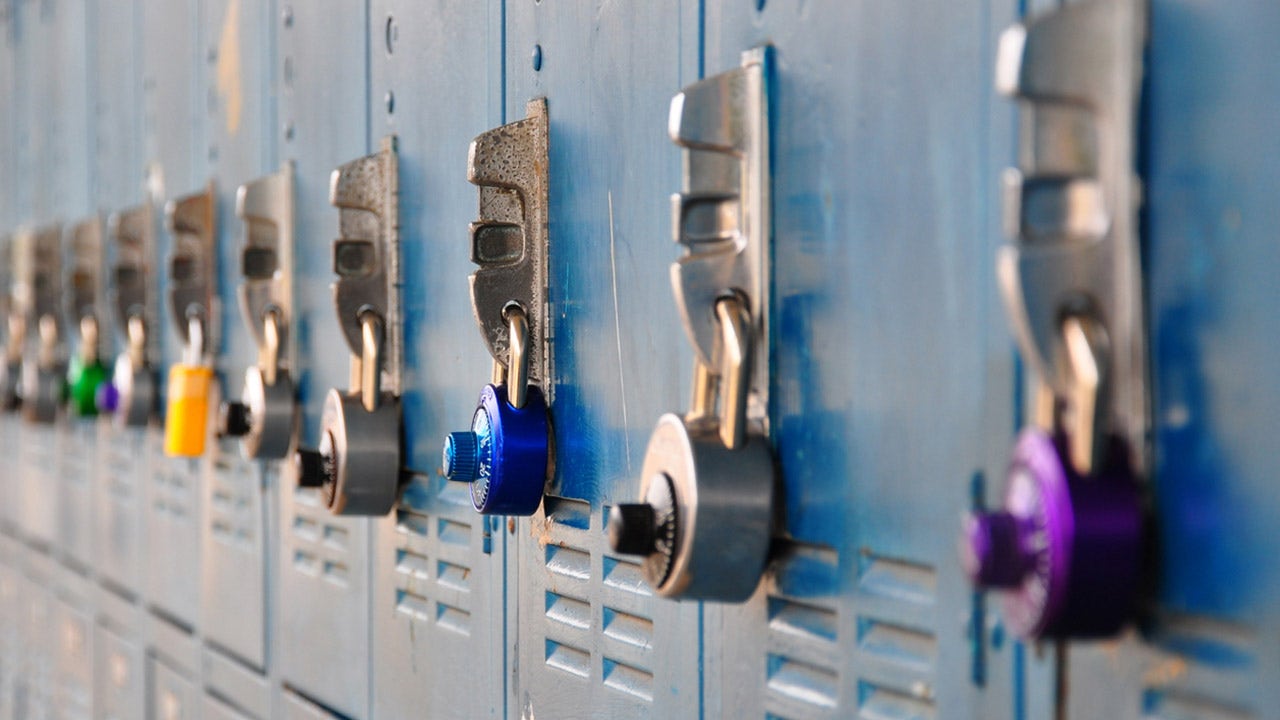 A photo of school lockers