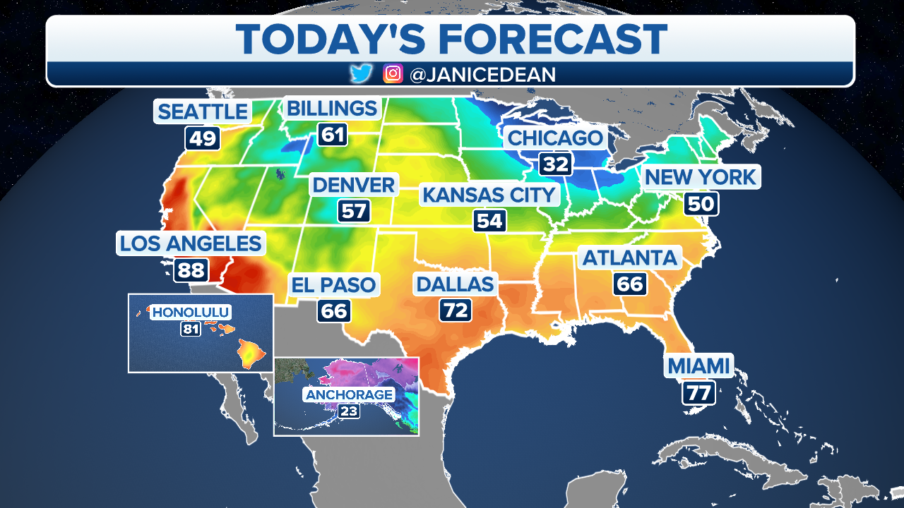 Snowy, rainy weather shifts over Great Lakes as record high temperatures expected in California