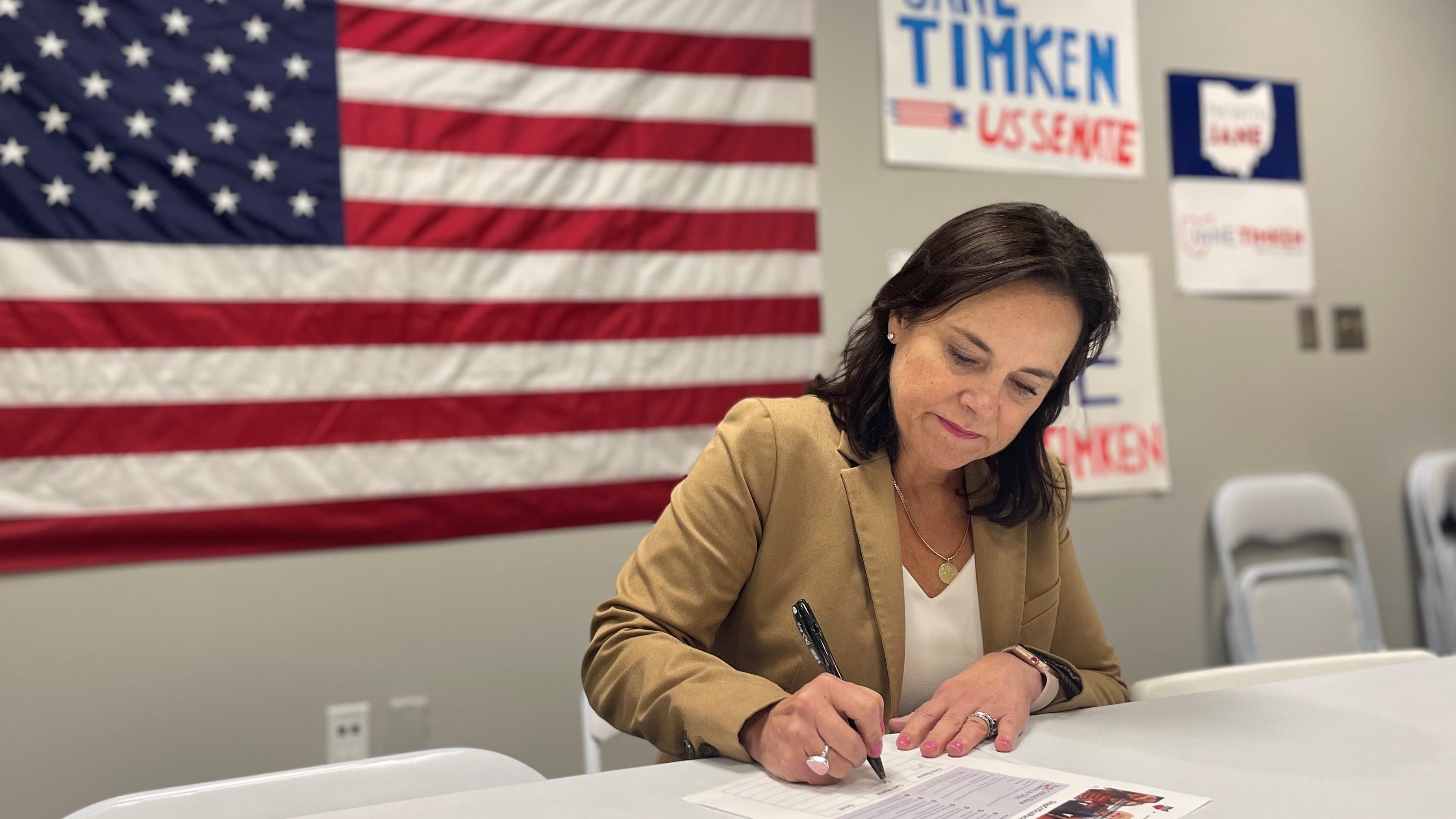 Ohio GOP Senate primary: Timken targets male rivals who 'overcompensate' in trying to showcase Trump support