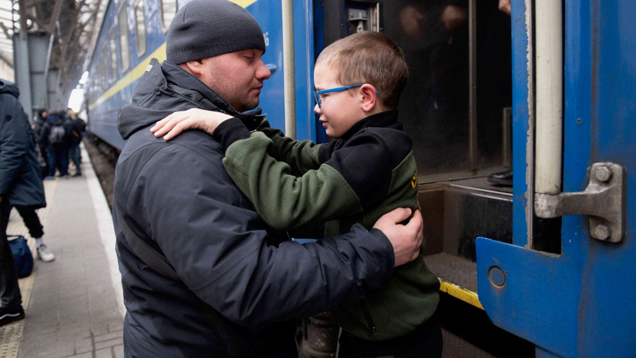 Ukrainian family's heartbreak as a father must send his son away from harm