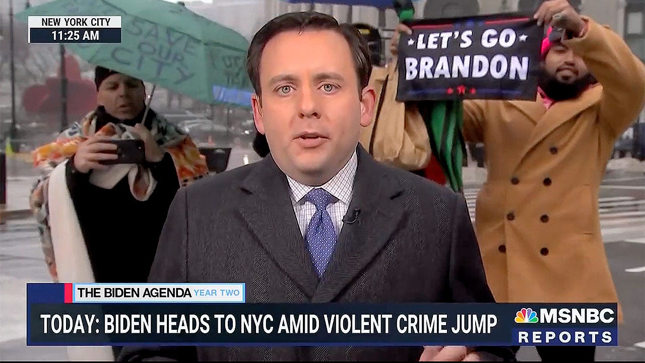 Msnbc Broadcast Interrupted By Let S Go Brandon Flag Fox News