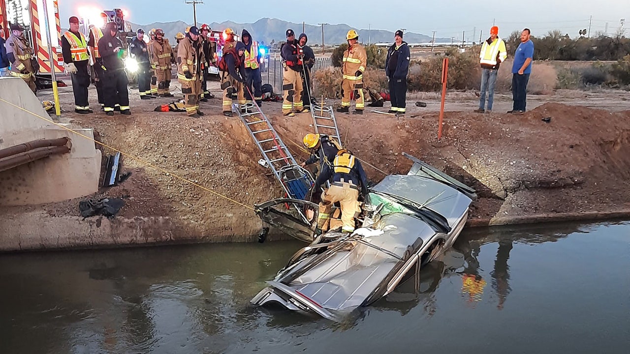 Arizona firefighters rescue person trapped inside smashed car that crashed into canal