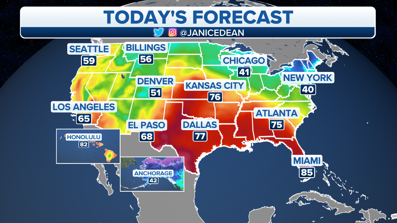 Severe weather forecast for Plains, East