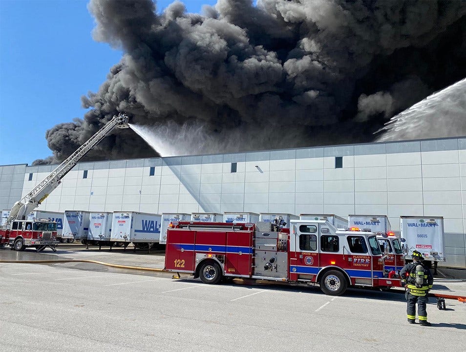 Walmart distribution center catches fire near Indianapolis airport