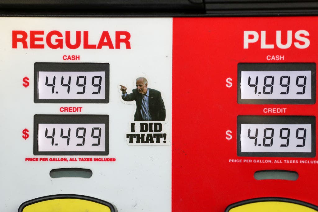 Stickers blast Biden at gas pumps
