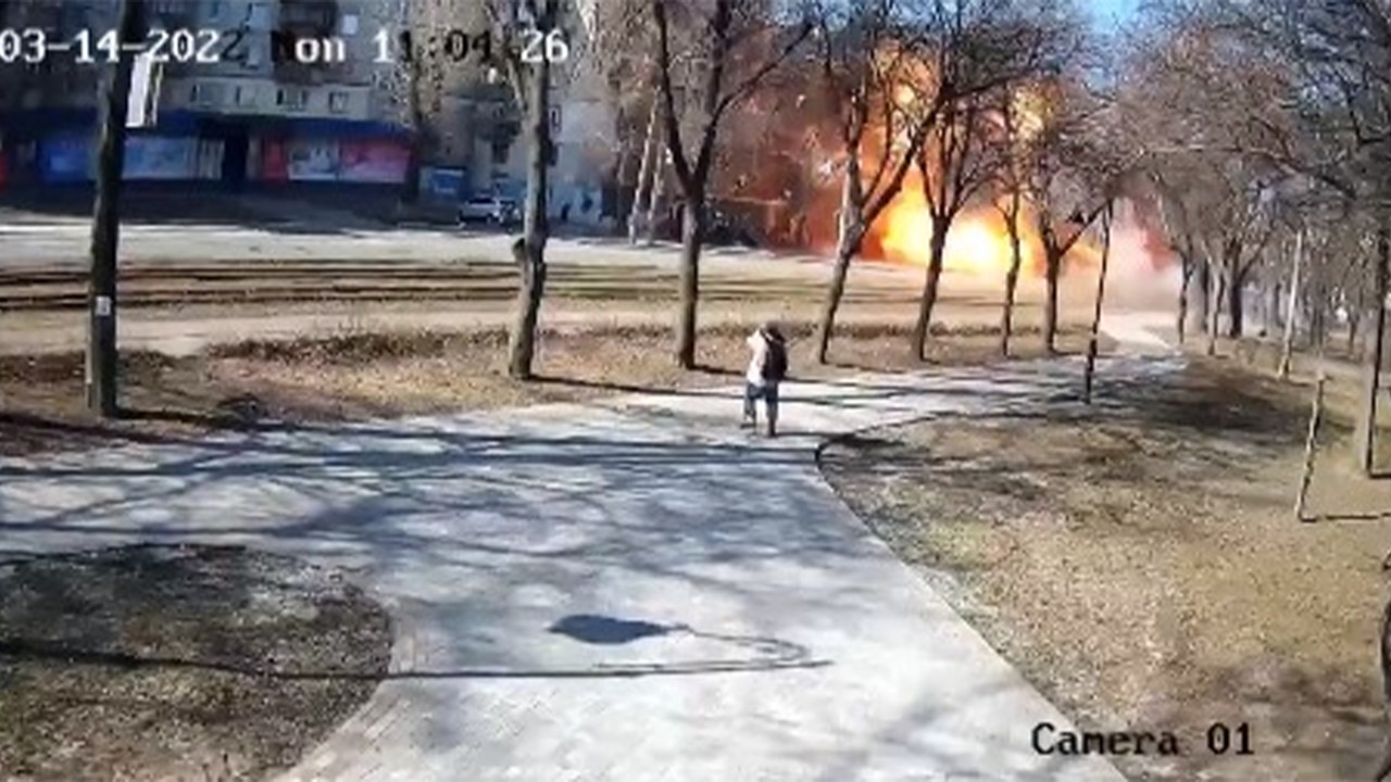 Ukraine invasion: Russian rocket slams into Kyiv bus, video shows