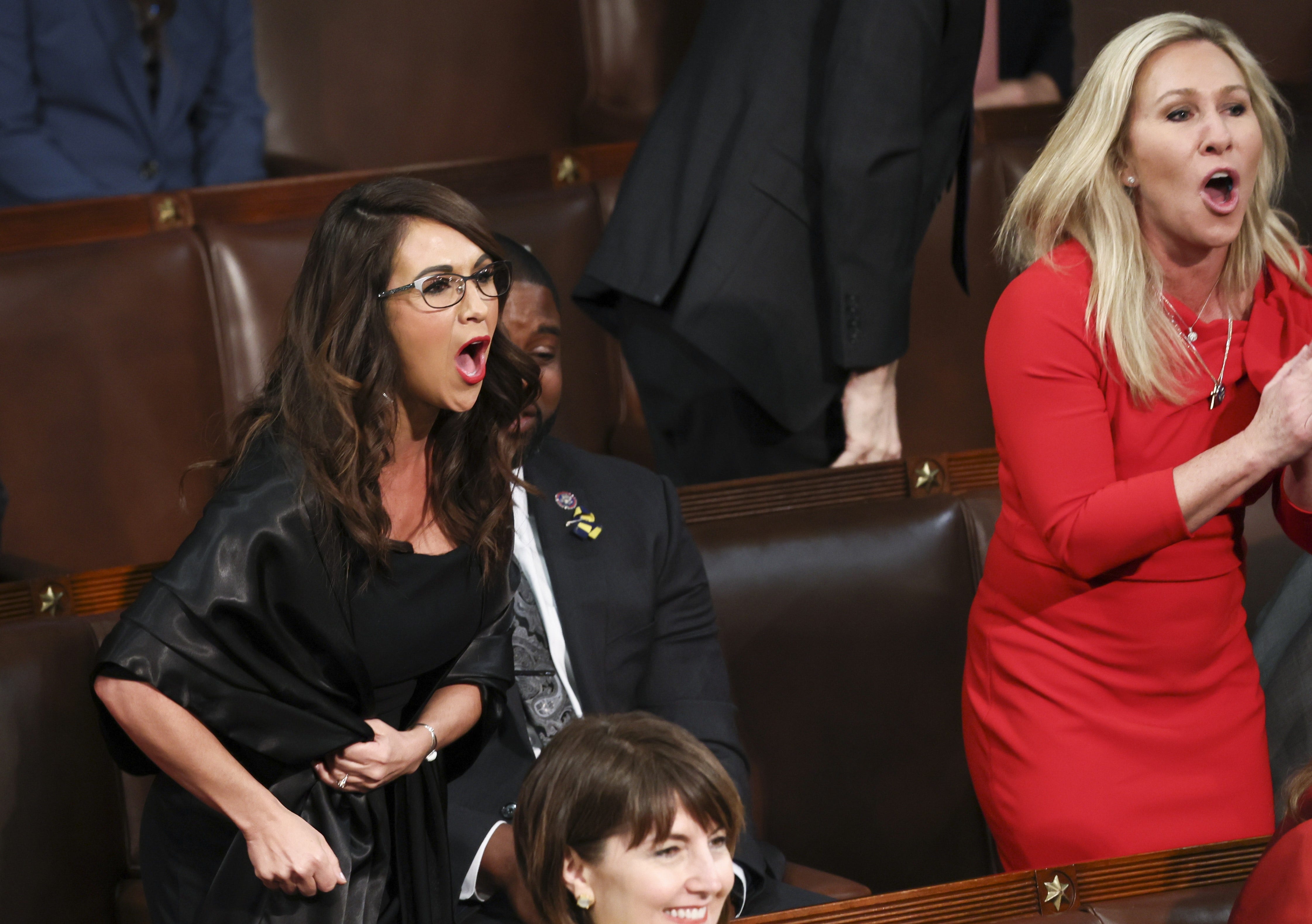 Boebert wears Drill Baby Drill outfit to SOTU yells at Biden