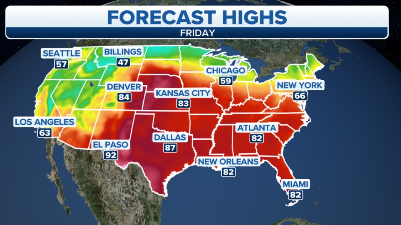 Warm weather forecast across US