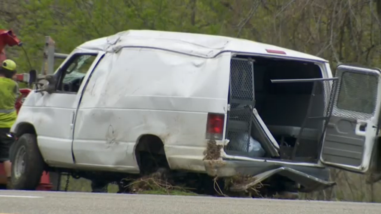 Tennessee jail transportation van carrying inmates flips over on