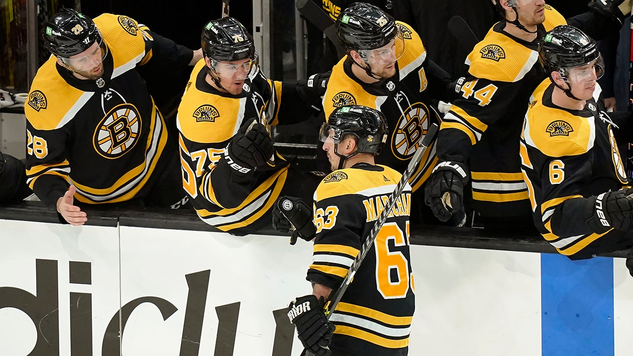 Brad Marchand scores twice, Bruins beat Hurricanes to tie series at 2
