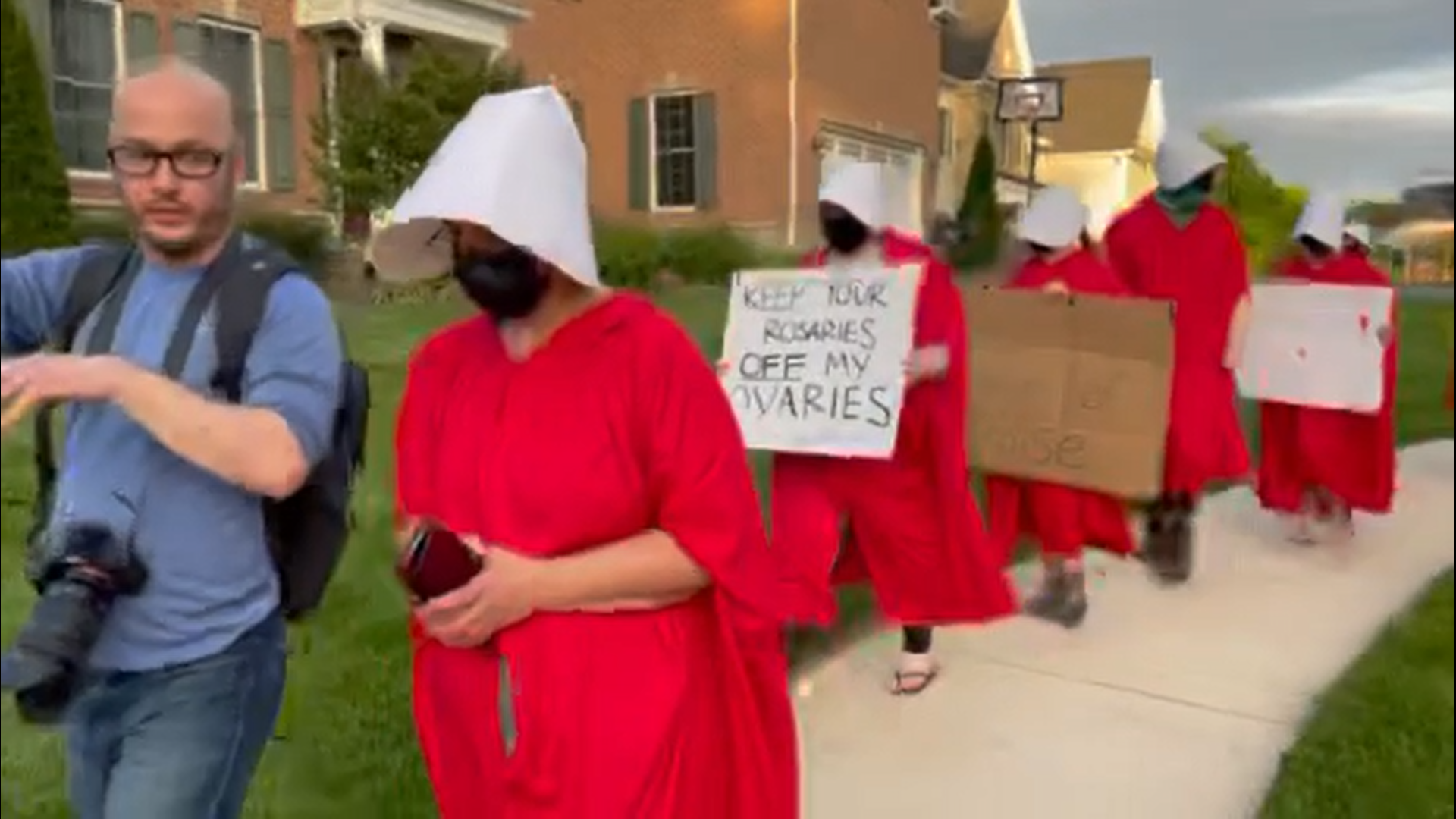 'Handmaid's Tale' protesters outside Barrett's house reveal what they would tell her: 'Don't want to be rude'
