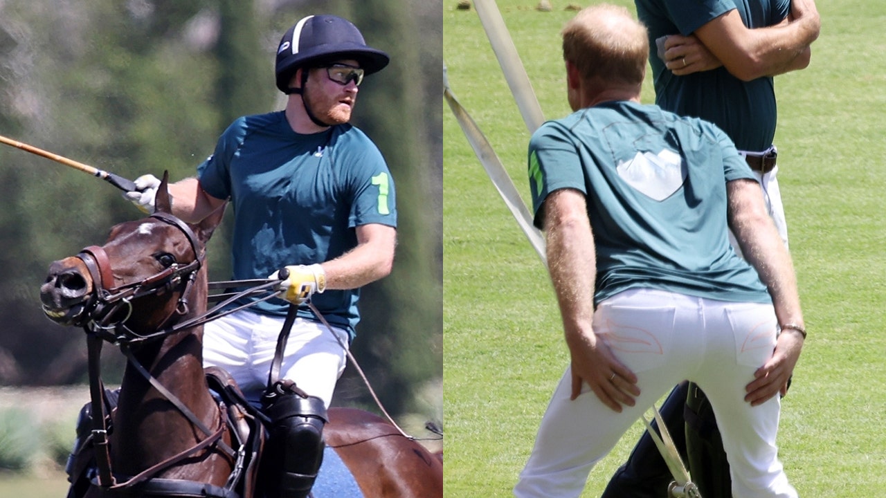Prince Harry gets a serious glutes stretch while playing polo with longtime pal Nacho Figueras thumbnail