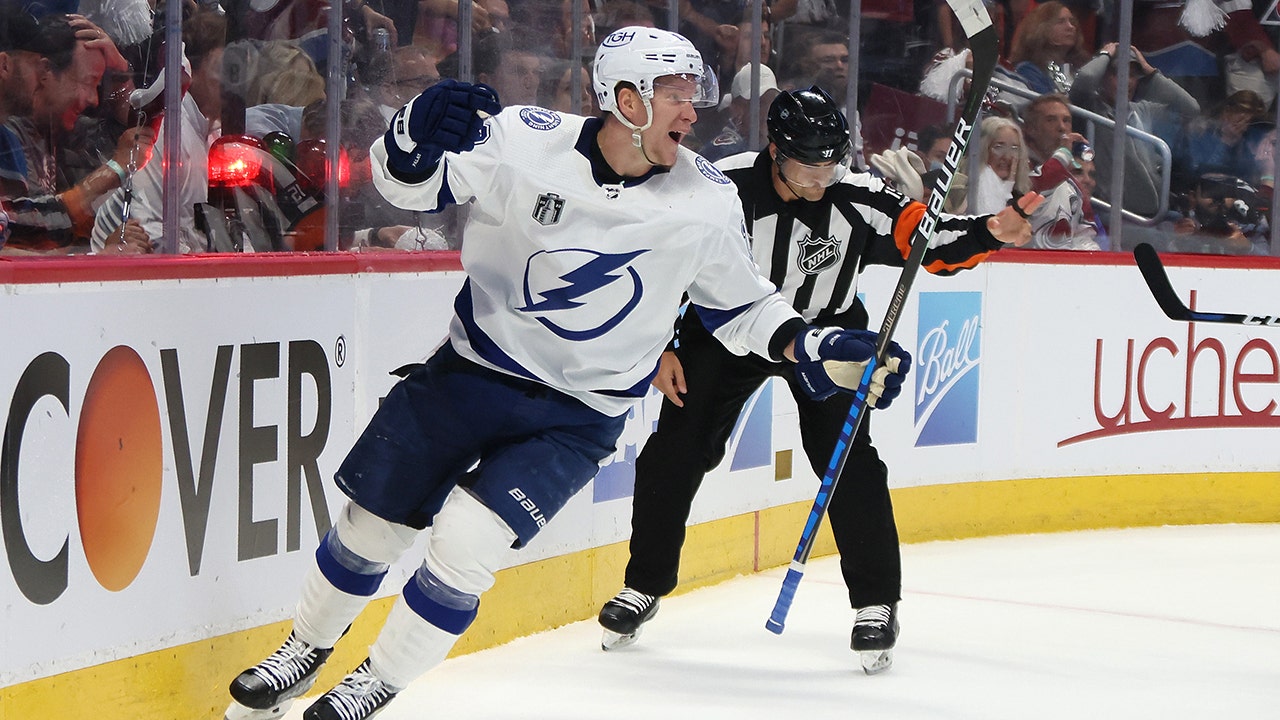 Tampa Bay Lightning left wing Ondrej Palat (18) celebrates his