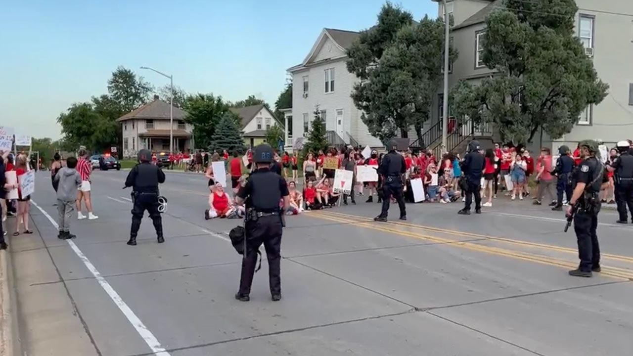 South Dakota police declare 'unlawful assembly' at Sioux Falls pro-choice march; smoke deployed, arrests made