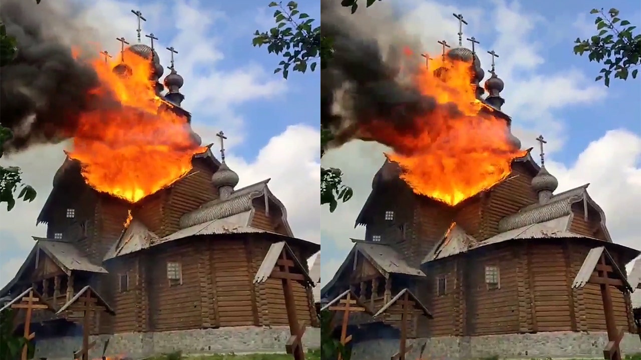 Historic Ukrainian monastery burns after Russian shelling, Zelenskyy says