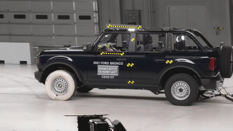 The 2021 Ford Bronco stayed upright during the test and was given a Good score.