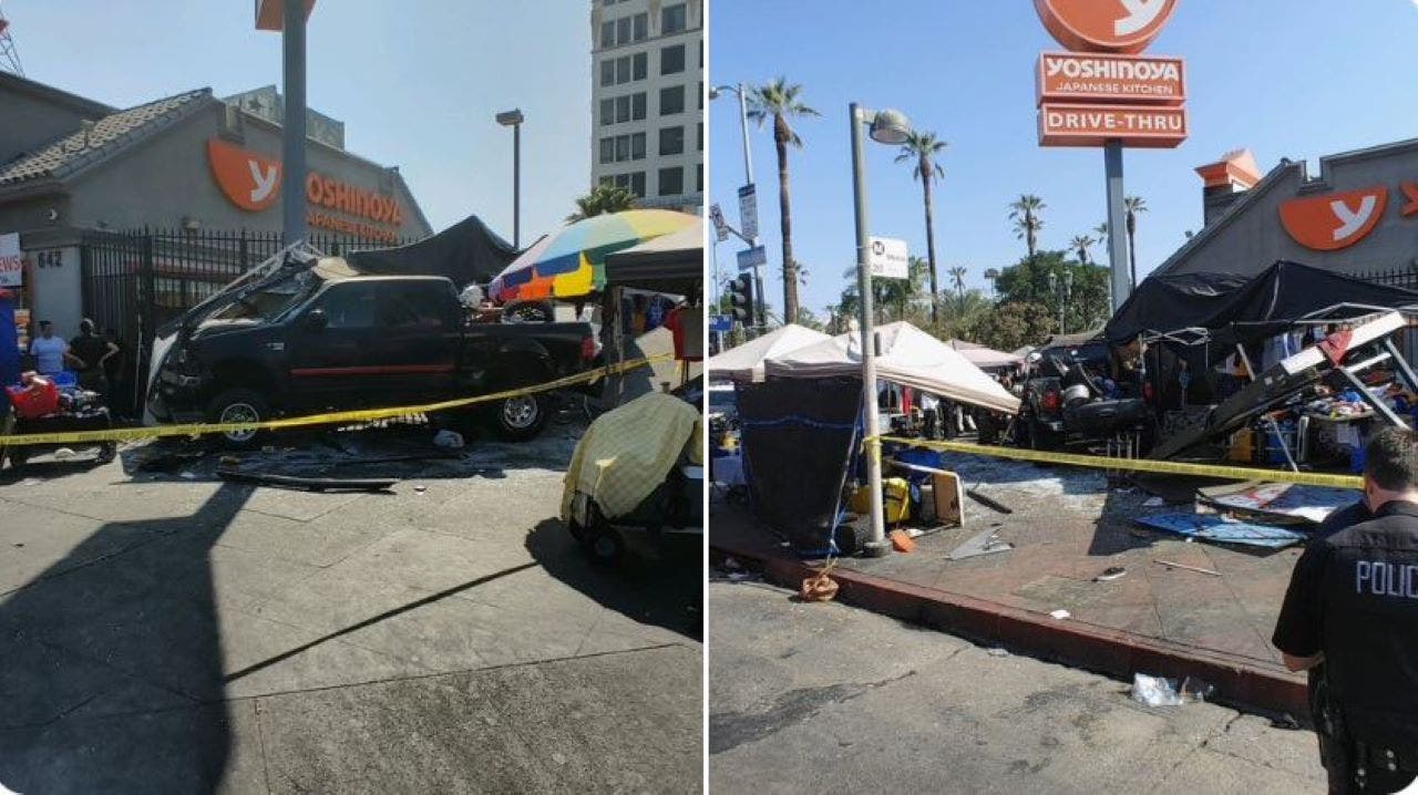 Los Angeles street market crash: 9 injured after truck plows into crowd