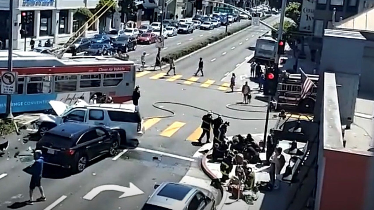 San Francisco city bus struck by SUV; six hurt, including two in critical condition