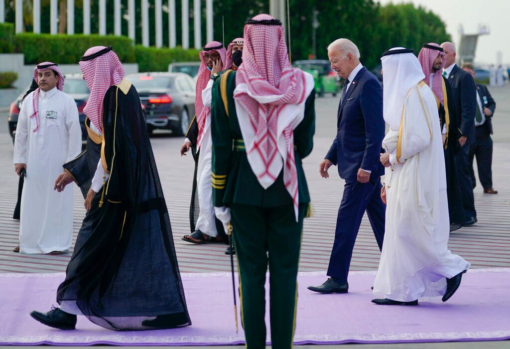 Biden pledges US 'will not walk away' from Middle East partnership, Saudi Arabia commits to produce more oil