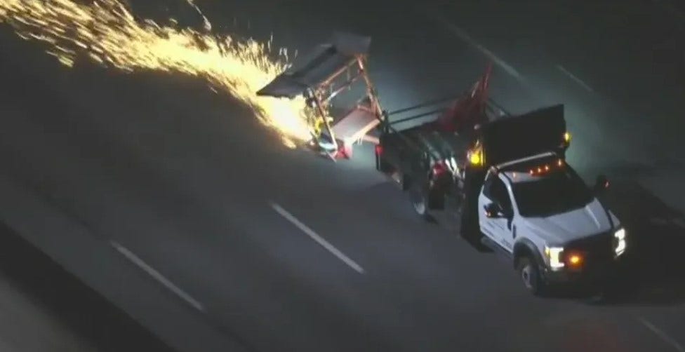News :California suspect in stolen work truck leads police on spark-filled interstate chase