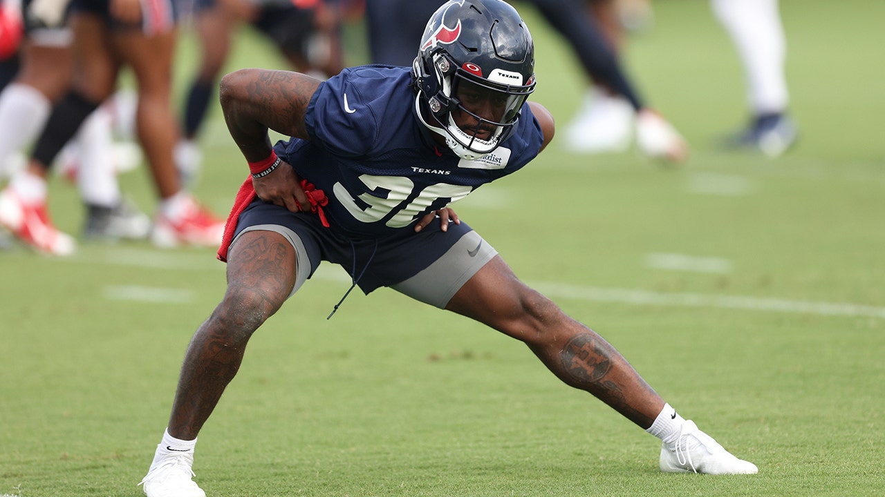 Houston Texans running back Darius Anderson walks onto the field for an NFL  football training camp practice Friday, Aug. 5, 2022, in Houston. (AP  Photo/David J. Phillip Stock Photo - Alamy