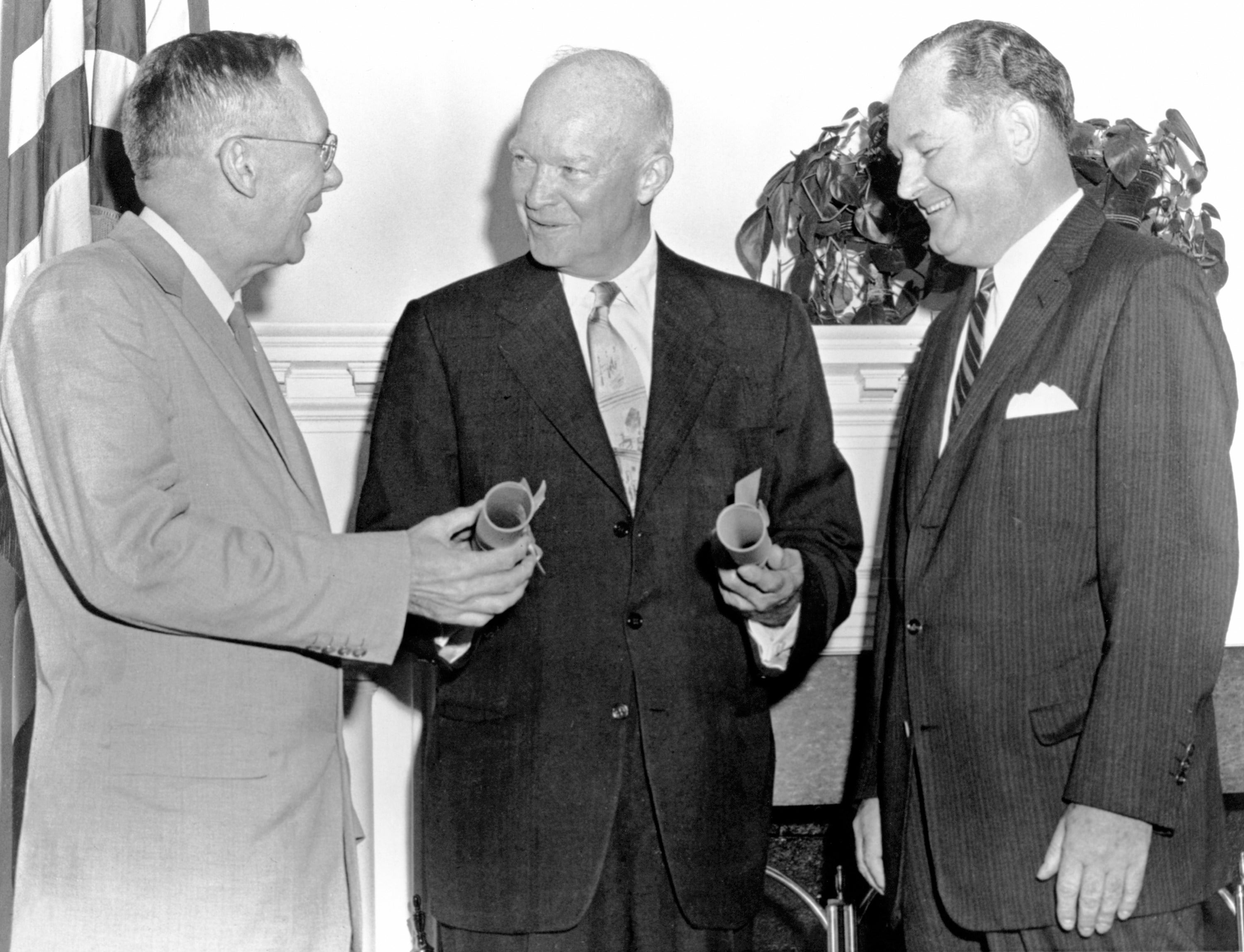 Ike with Huge Dryden, T. Keith Glennan of NASA