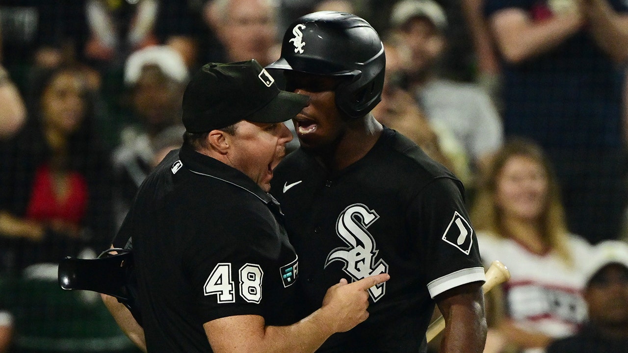 Chicago White Sox Manger Tony La Russa has words with the umpires