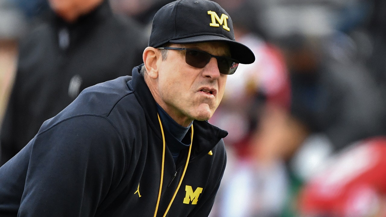 Jim Harbaugh at warmups