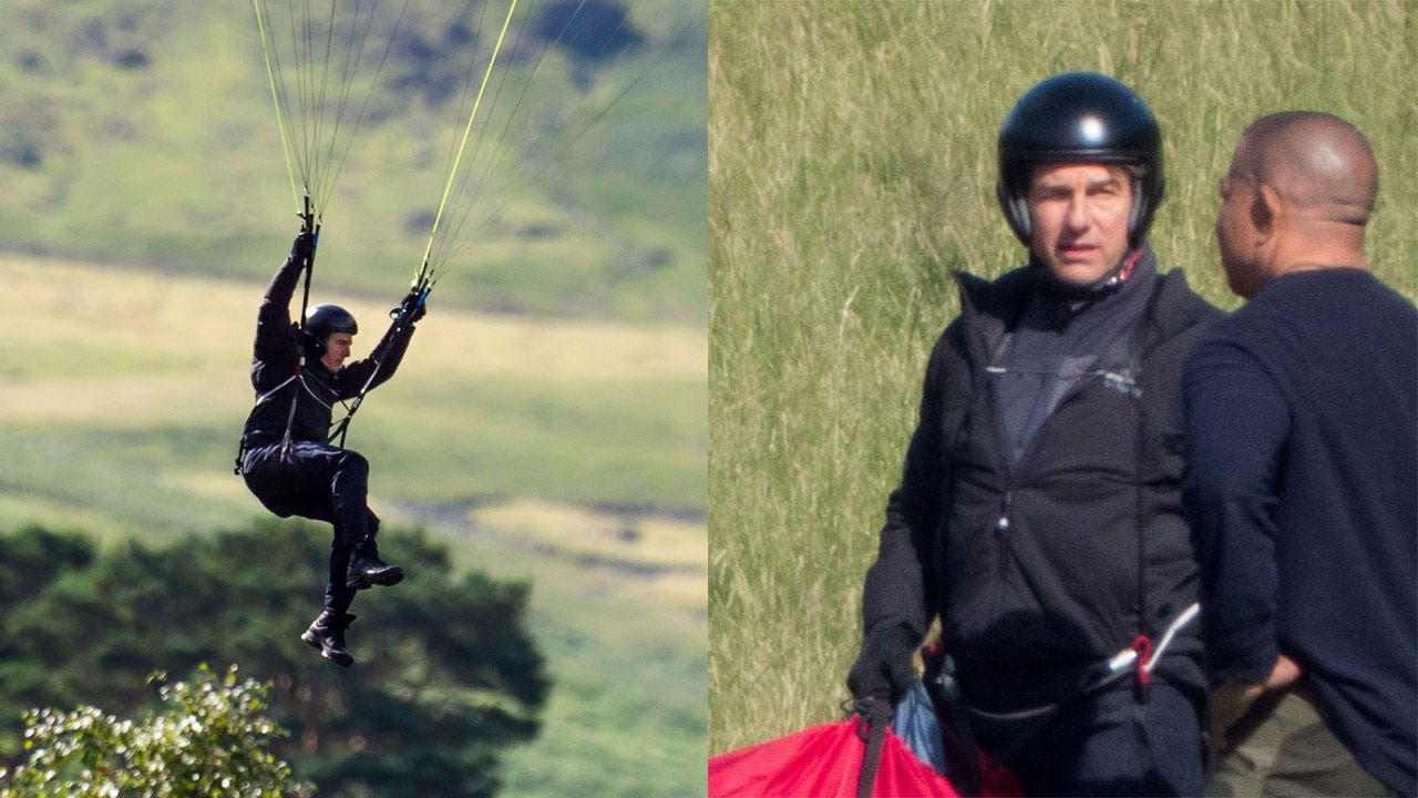 Tom Cruise parachutes off a mountain while filming 'Mission: Impossible 8'