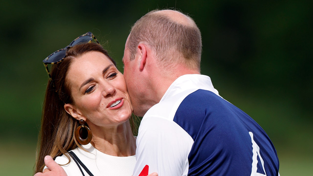 Prince William, Kate Middleton kiss in rare public display of affection at polo match with dog in tow