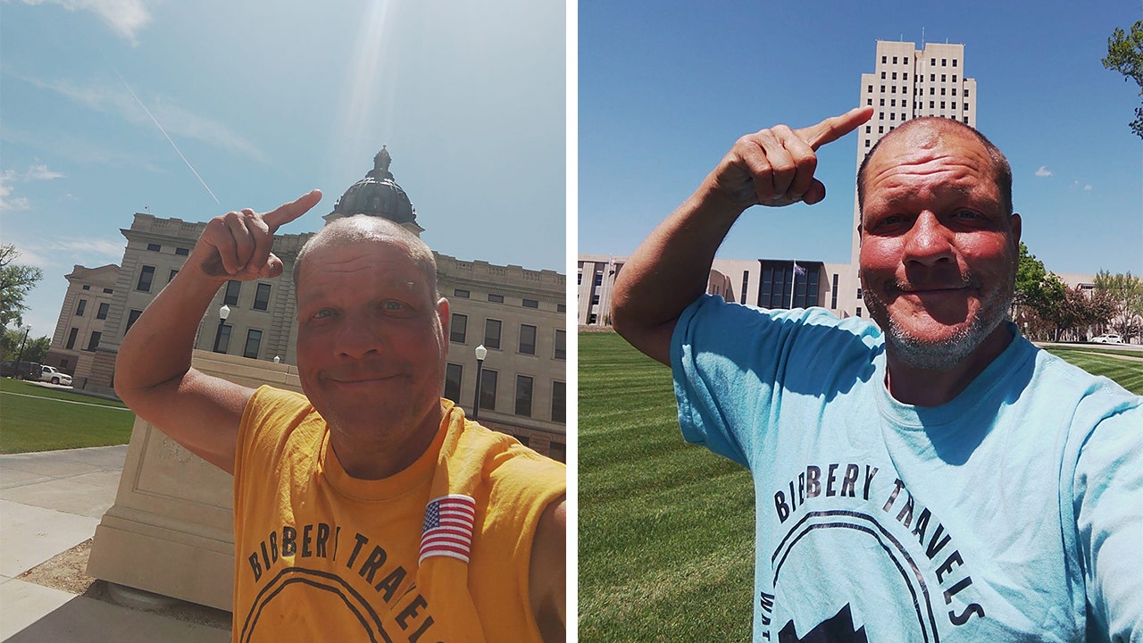 Bob Barnes visited Pierre, South Dakota (left) on May 27. He visited Bismarck, North Dakota (right) on June 2. (Courtesy Bob Barnes)
