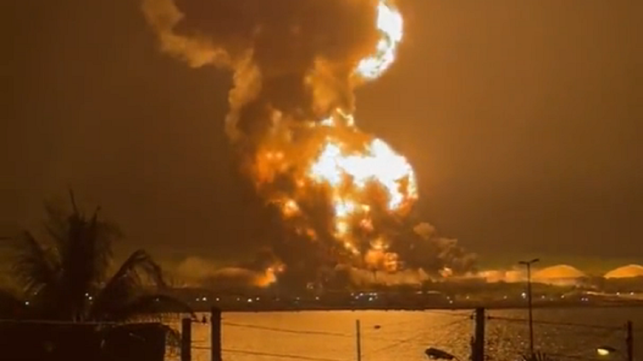 Video shows a massive fireball rising from a damaged Cuban oil storage facility