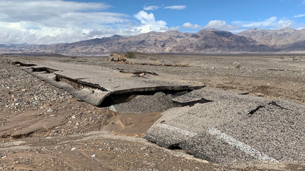 Thousand year rain event in Death Valley National Park Road