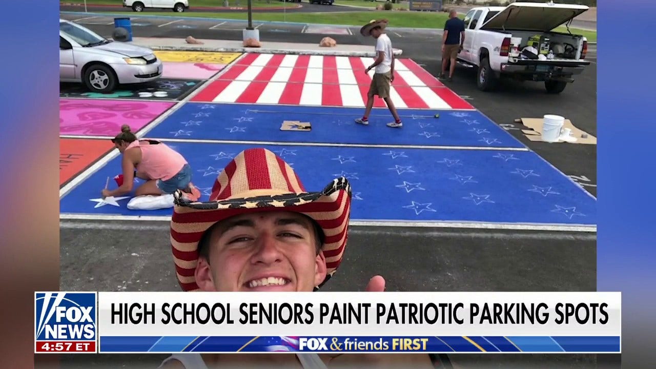 Nevada high school seniors paint American flag parking spaces