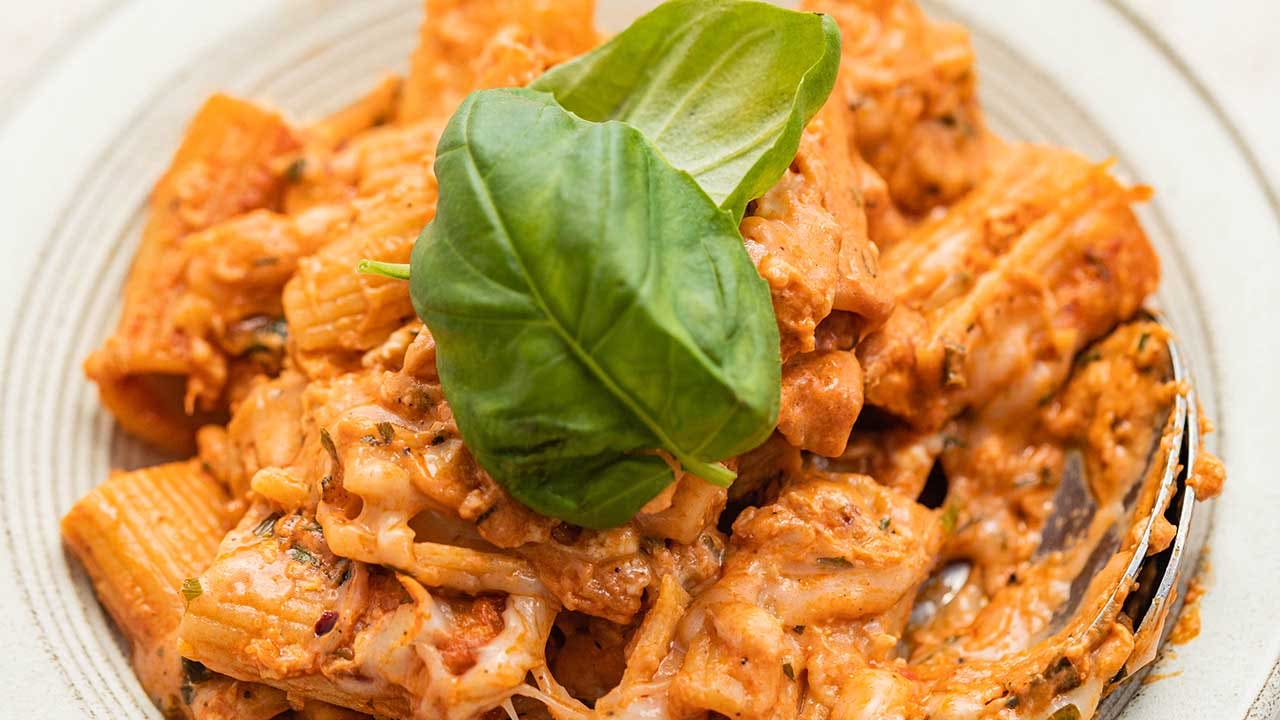 Try this buffalo chicken pasta for your next dinner meal. (Britney Breaks Bread) (Britney Breaks Bread)