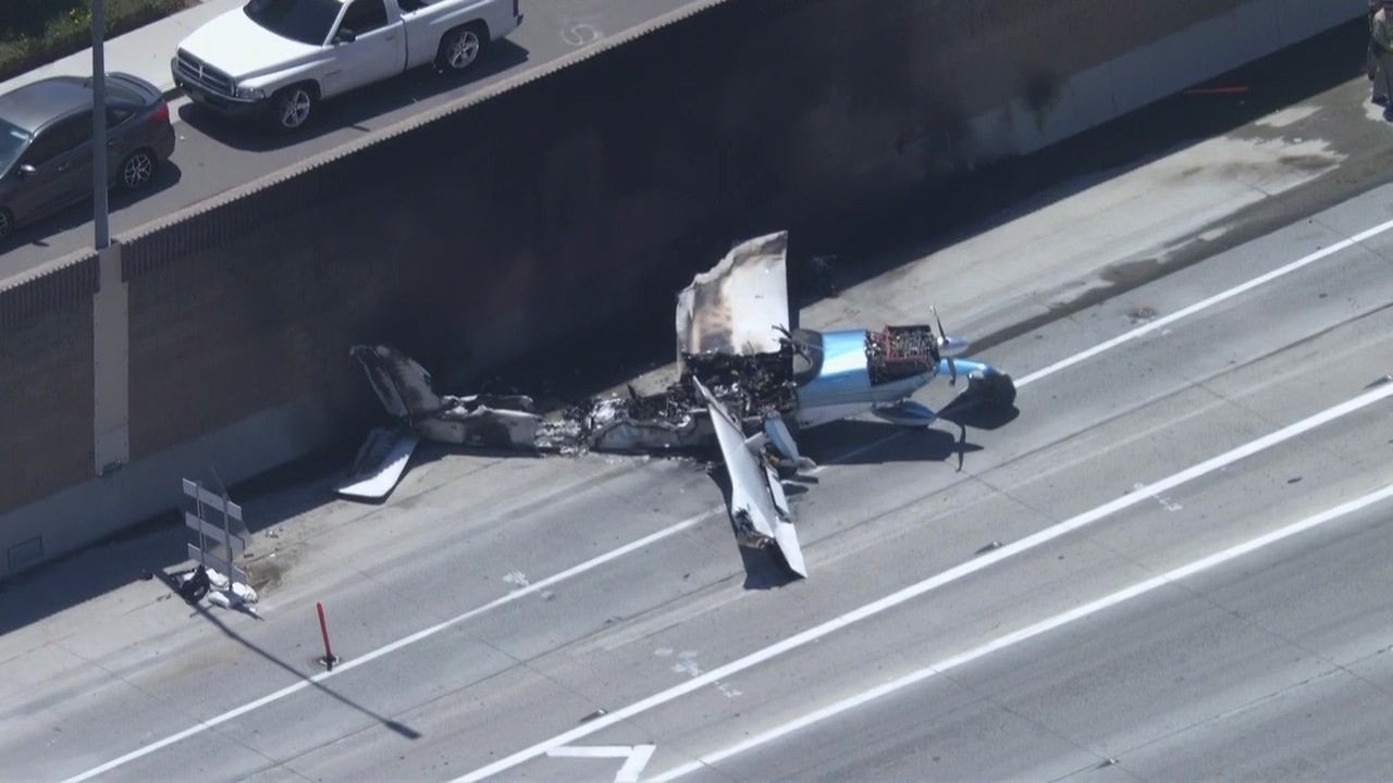 New footage reveals tense moments when plane crashed on California highway