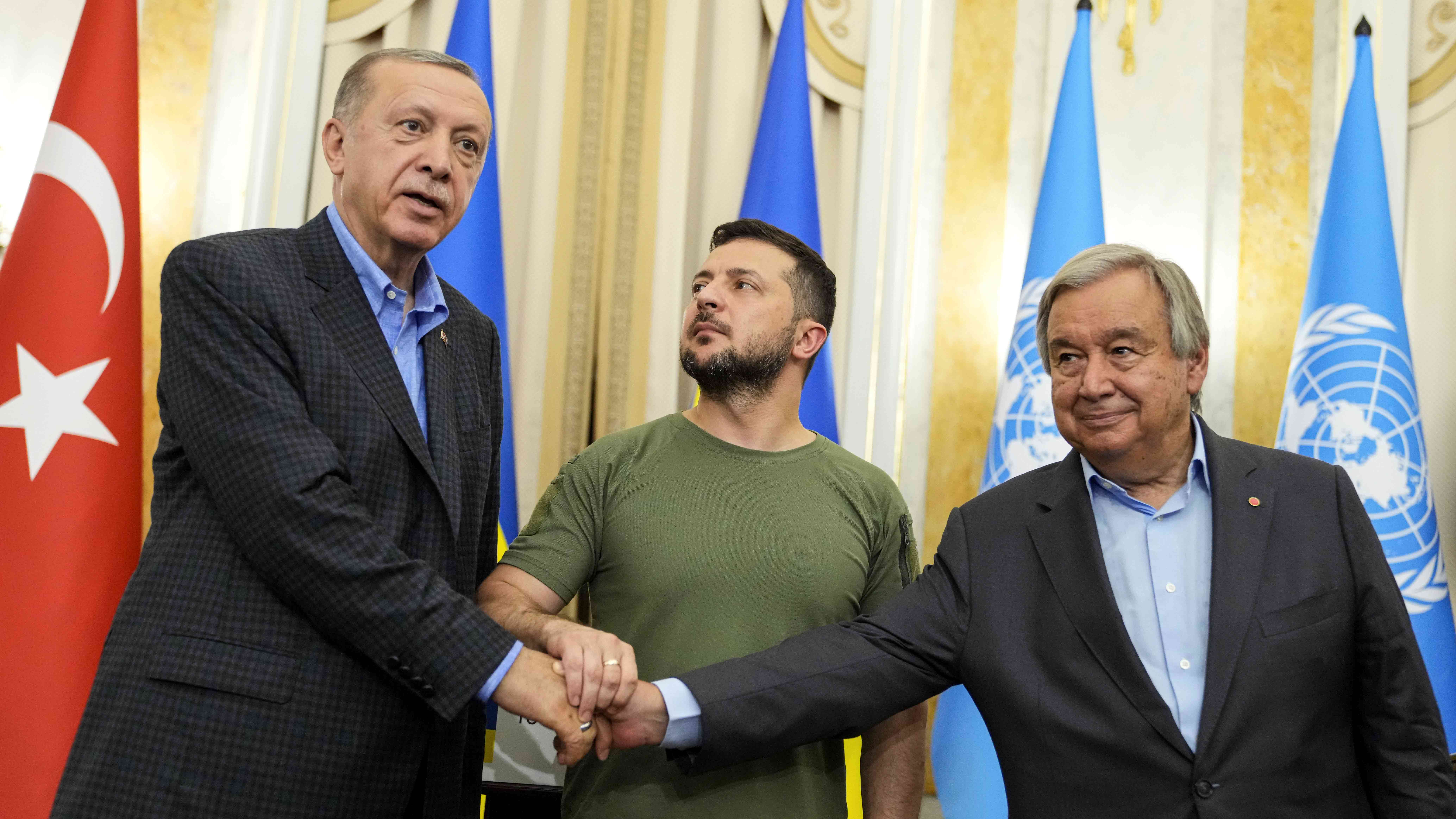 Ukraine's Zelenskyy meets with Turkish president and UN chief in Lviv