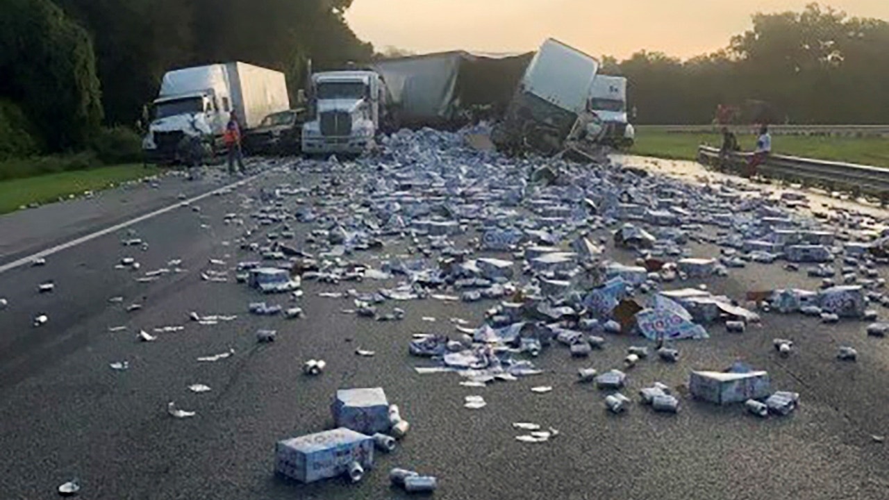 Coors Light beer drenches Florida highway after semi-trailer crash