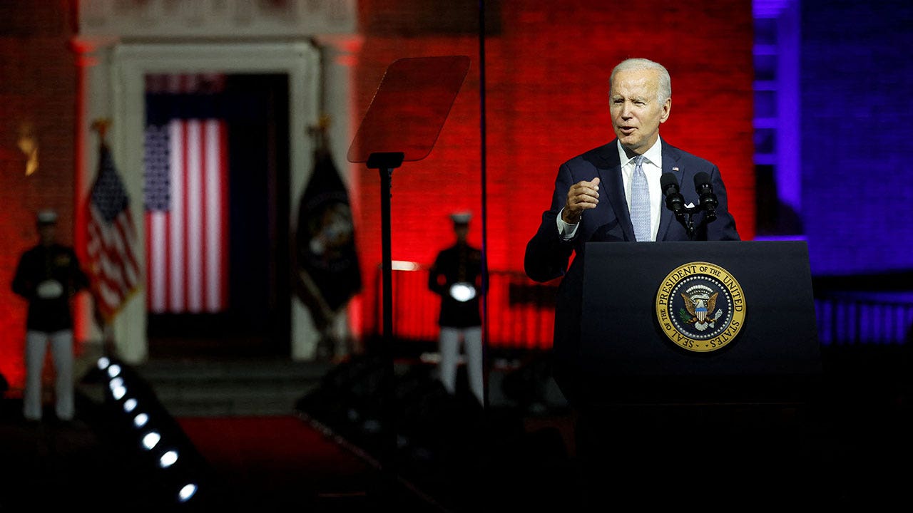 Biden Shocks Viewers With Hellish Red Background For Polarizing   BIDEN PA SPEECH 