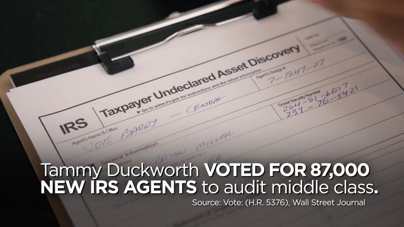 Illinois Republican Senate nominee targets IRS funding in first general election TV ad