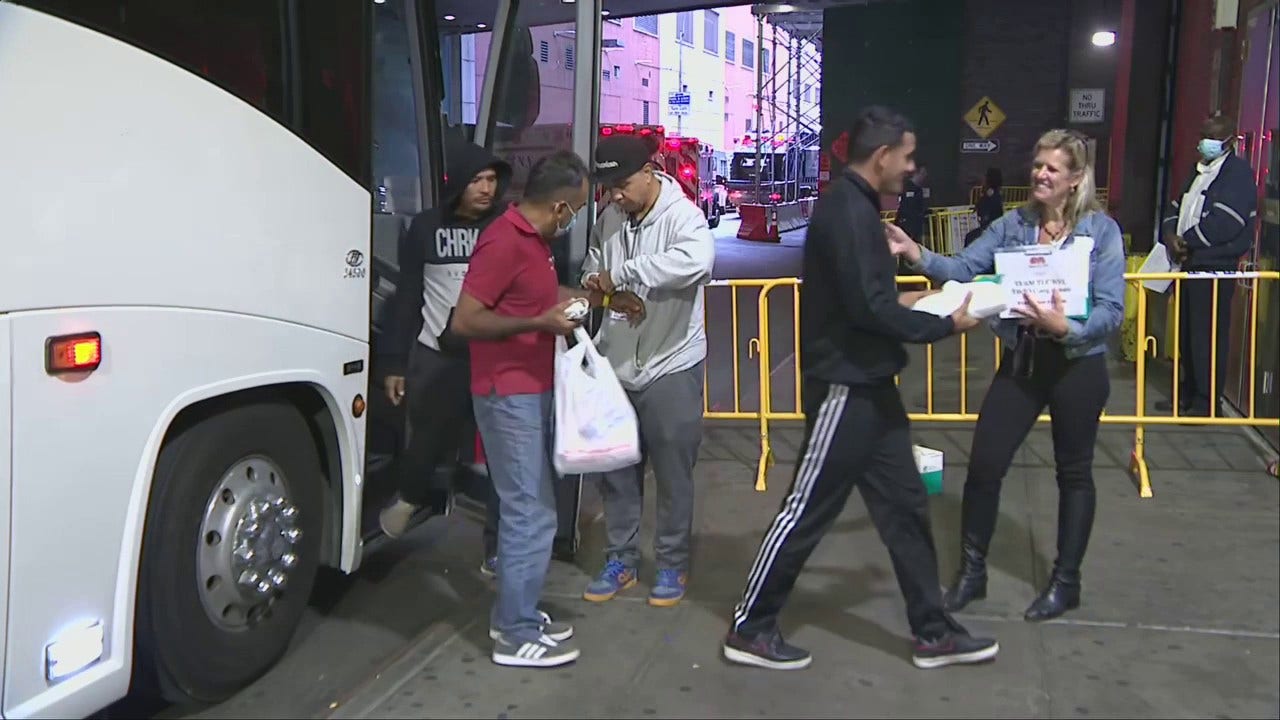 4 migrant buses arrive in NYC as Mayor Adams' tent city construction begins