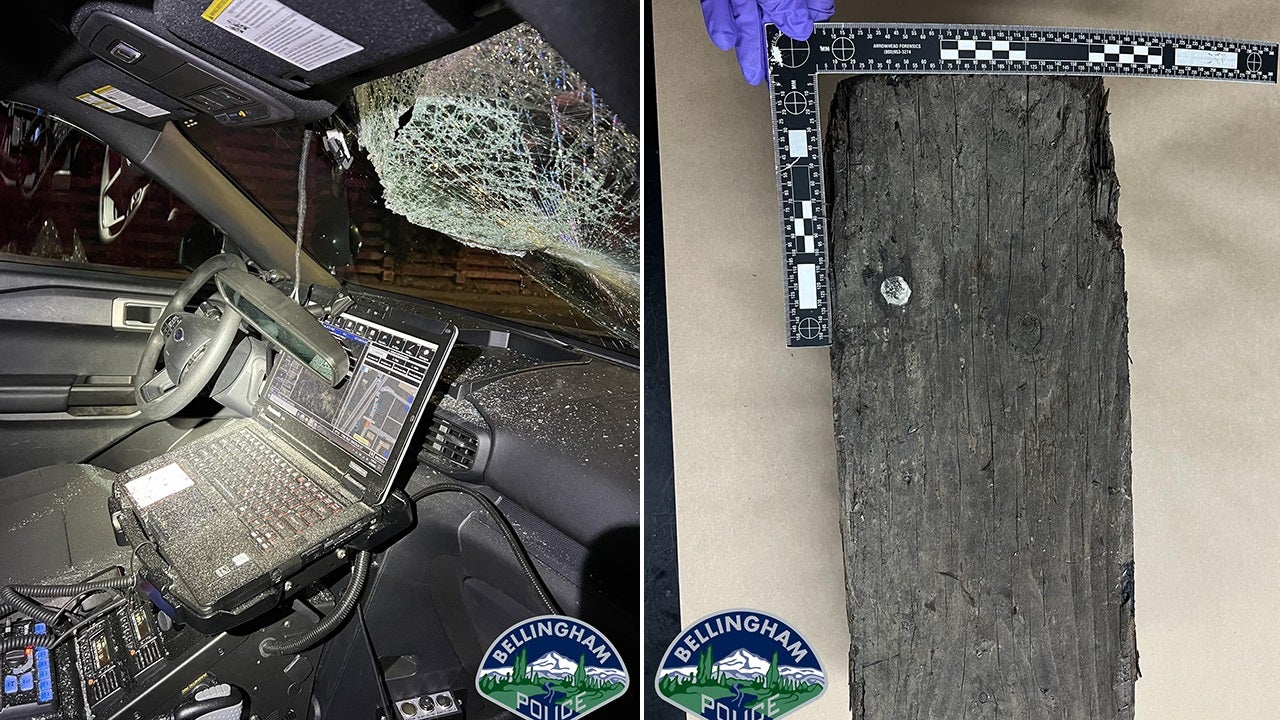 Washington man hurls 25-pound railroad tie at police car on patrol, shatters windshield: authorities