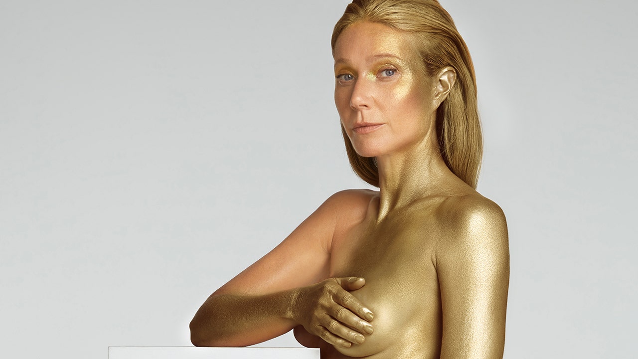 Gwyneth Paltrow’s husband reacts to naked gold photos for her 50th birthday