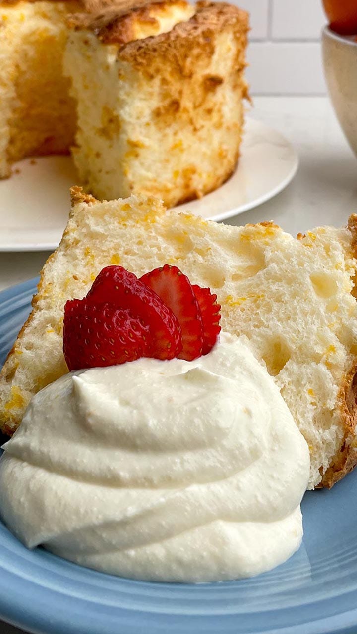 Try this twist on the classic angel food cake by adding an orange flavoring. (midwesternhomelife.com)