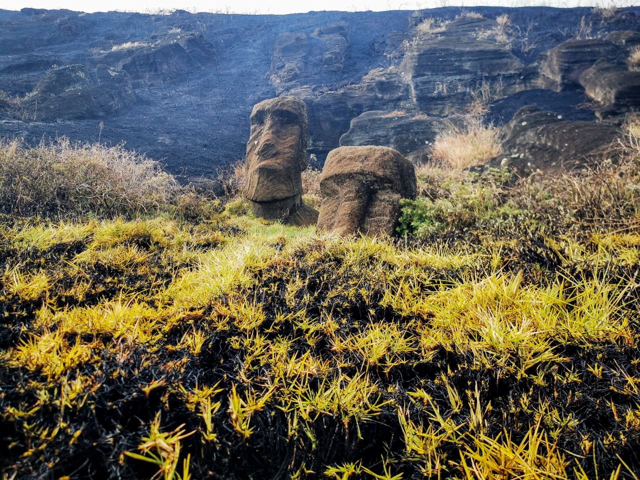 Slávne sochy moai na Veľkonočnom ostrove ťažko poškodené pri požiaroch: „neopraviteľné“