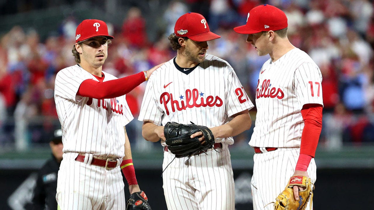 Philadelphia Phillies' Aaron Nola plays during a baseball game