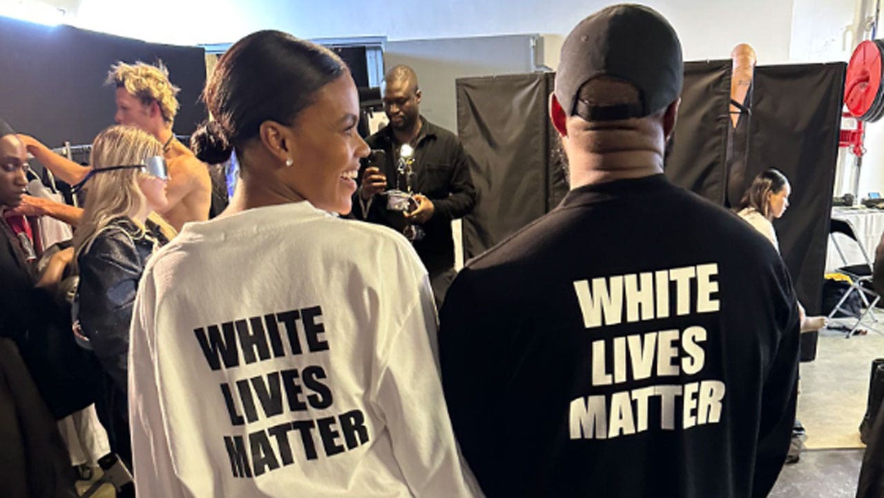 Kanye wears ‘White Lives Matter’ shirt to Yeezy fashion show in Paris, joined by Candace Owens